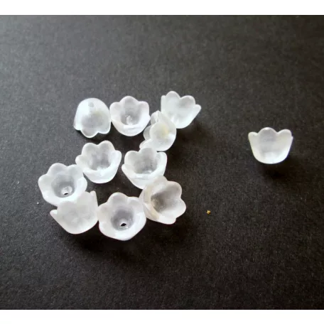 Lucite virágkehely gyöngy, harangvirág  - 10x6 mm - fehér