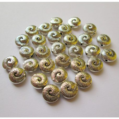 Fémgyöngy  - 10 mm - antik ezüst csiga