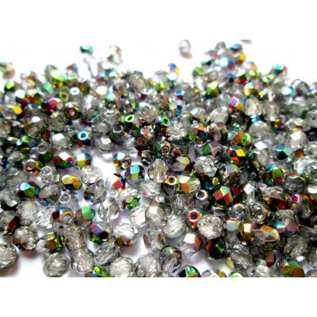Cseh csiszolt gyöngy - 4 mm - Vitrail Crystal - #V00030