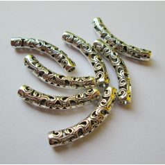Fémgyöngy - antik ezüst - 36x6 mm - filigrán henger