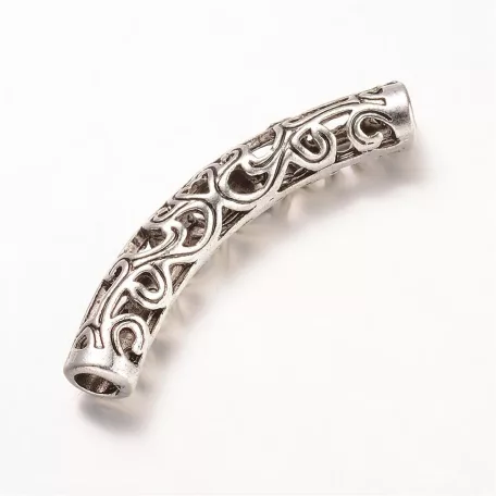 Fémgyöngy - antik ezüst - 36x6 mm - filigrán henger
