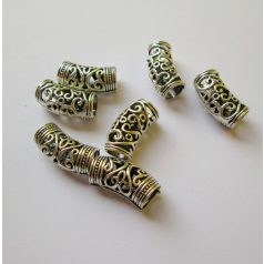 Fémgyöngy - antik ezüst - 22x10 mm - filigrán henger