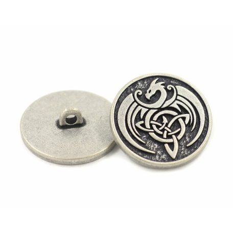 Antique finish metal shank button - 23 mm - bronze