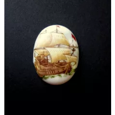 Porcelán kaboson - 40*30 mm - hajók 5#