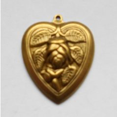 Sárgaréz  szív veret - 30 x 24 mm - 1 db