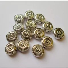 Fémgyöngy  - 11 mm - antik ezüst diszk