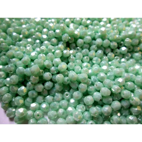 Cseh csiszolt gyöngy - 4 mm - Luster Opaque Azure Turquoise - #L54200