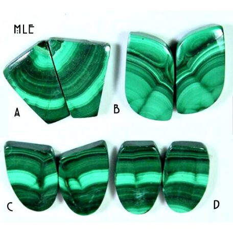 Malachit kaboson - összeillő pár - vegyes méret (MLE A-D)