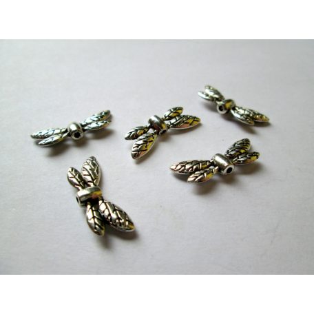Angyalszárny (szitakötő - tündér)  fűzhető fémgyöngy - antik ezüst - 22x8 mm 