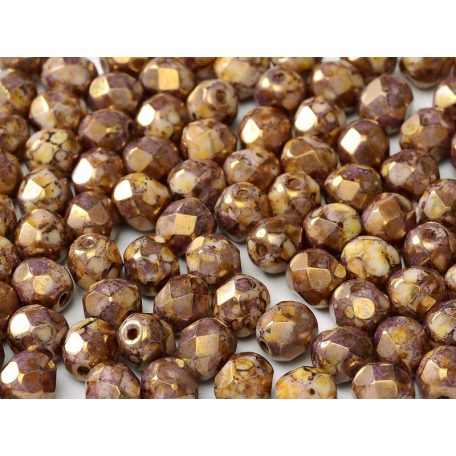 Cseh csiszolt gyöngy - 4 mm - Chalk White Vega Luster- #14496