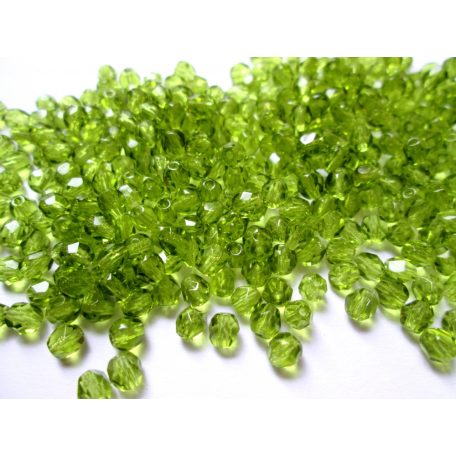 Cseh csiszolt gyöngy - 4 mm - Olivine- #50230