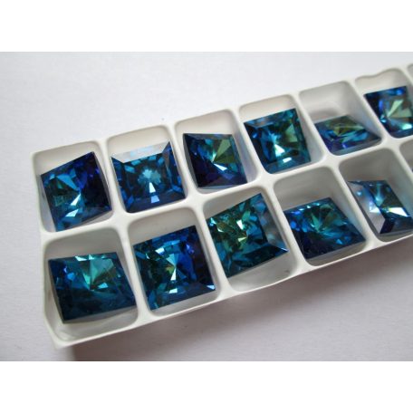 Preciosa kristály négyzet alakú kő - 12 mm - bermuda kék