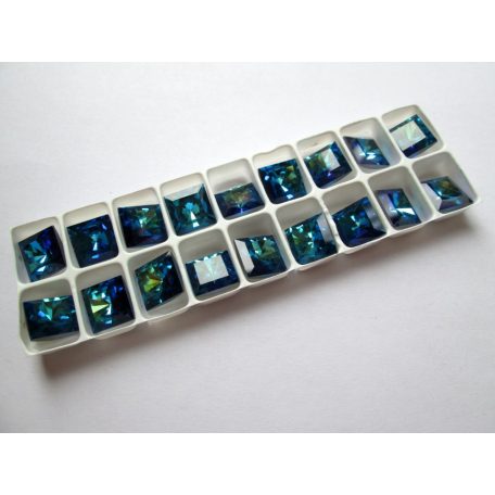 Preciosa kristály négyzet alakú kő - 12 mm - bermuda kék