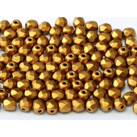 Cseh csiszolt gyöngy - 4 mm - Brass Gold  - #01740