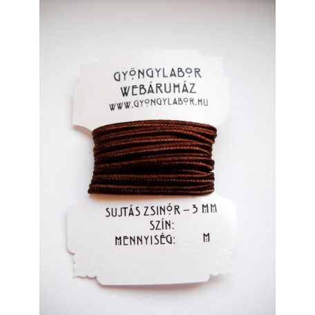 Sujtás zsinór - 3 mm - fényes - vörösesbarna (#36) 
