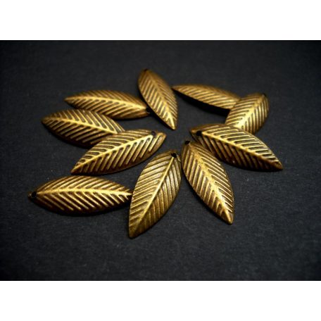 Brass leaf charm - 20*8 mm