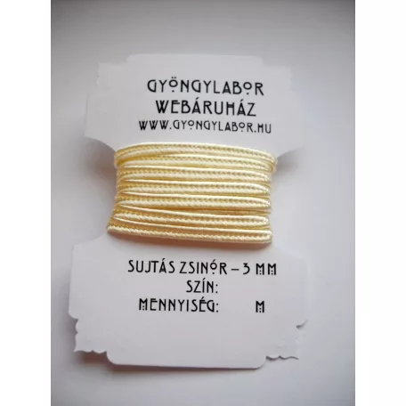 Sujtás zsinór - 3 mm - fényes - gyöngyház (#11) 