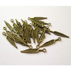 Charm - feather -  42*16 mm - copper
