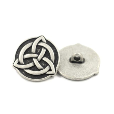 Kerek  kelta mintás fémgomb - 22 mm - antik ezüst