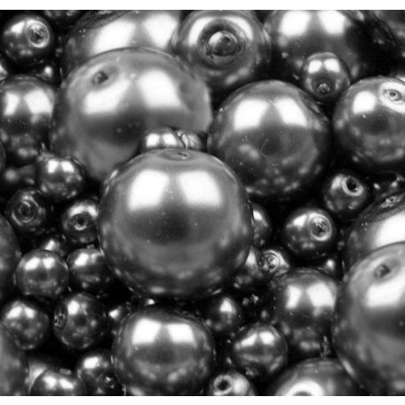Cseh üveg tekla gyöngy - 10 mm - 10 db/cs - hematit