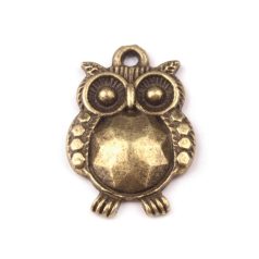 Owl charm 20x14 mm - bronze