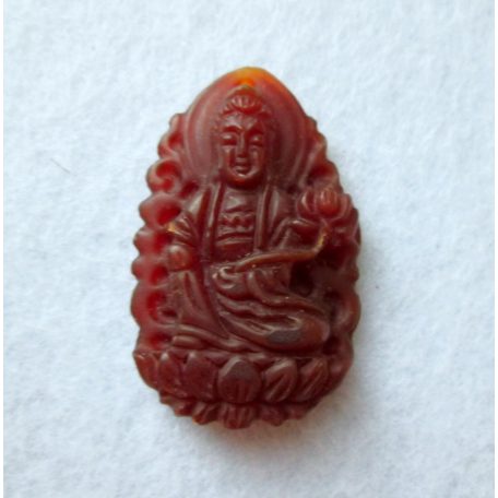 Faragott buddha kaboson - 42*27 mm - fúrt (karneol)