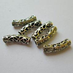 Fémgyöngy - antik ezüst - 24x6 mm - filigrán henger
