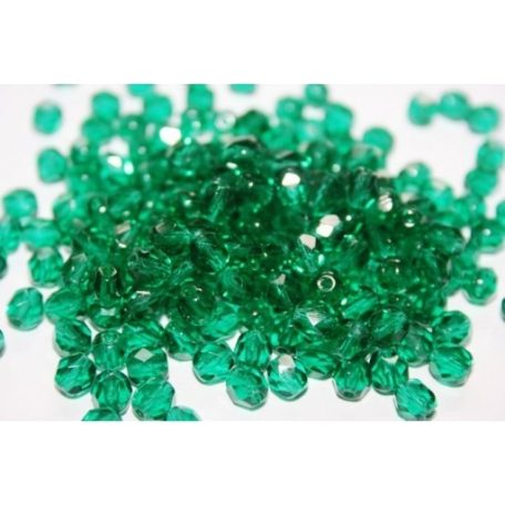 Cseh csiszolt gyöngy - 4 mm - Emerald - #50720