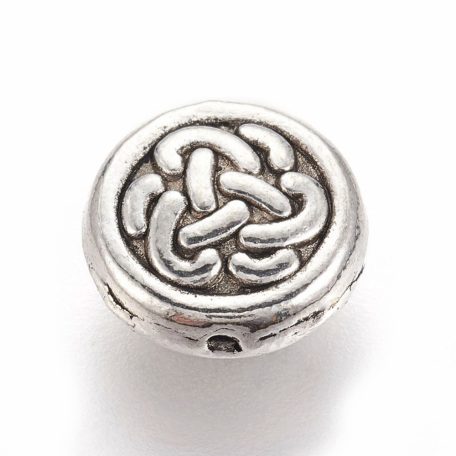 Fémgyöngy - antik ezüst - 10*4 mm