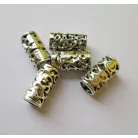Fémgyöngy - antik ezüst - 21x11 mm - filigrán henger