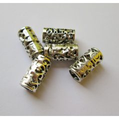 Fémgyöngy - antik ezüst - 21x11 mm - filigrán henger
