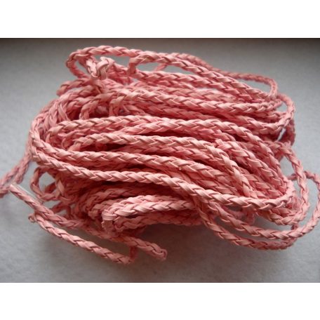 Braided leather cord 3mm - 0.5 m - pink