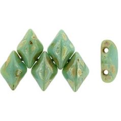   Gemduo 8x5 mm - Green Turquoise Silver Picasso - #TP63130 - 5 gr (34 db)
