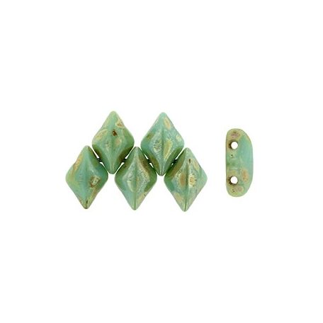 Gemduo 8x5 mm - Green Turquoise Silver Picasso - #TP63130 - 5 gr (34 db)