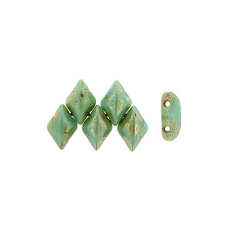 Gemduo 8x5 mm - Green Turquoise Silver Picasso - #TP63130 - 5 gr (34 db)