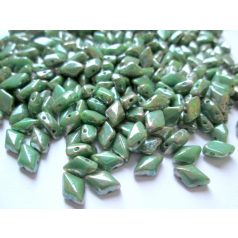   Gemduo 8x5 mm - Green Turquoise Silver Picasso - #TP63130 - 5 gr (34 db)