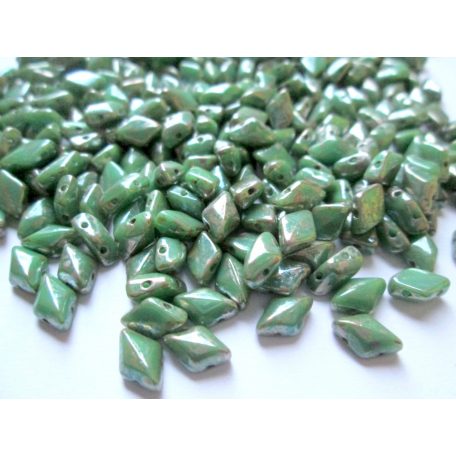 Gemduo 8x5 mm - Green Turquoise Silver Picasso - #TP63130 - 5 gr (34 db)