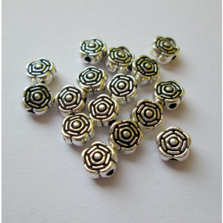 Fémgyöngy  - 6 mm - antik ezüst virág
