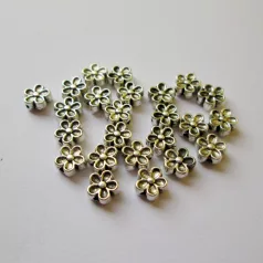 Fémgyöngy  - 7 mm - antik ezüst virág