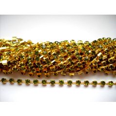 Strasszlánc - 3,2 mm - olivine -arany - 25 cm